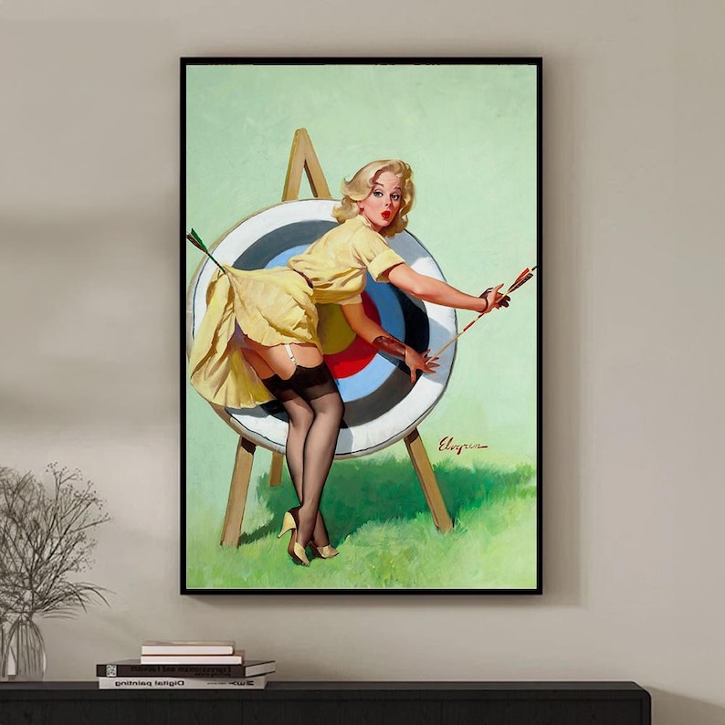 Sexy Pin Up Girl Retro Poster, Retro Home Decor, Wall Art, Vintage Living Room, Kitchen, Bathroom Decor, Poster Gift