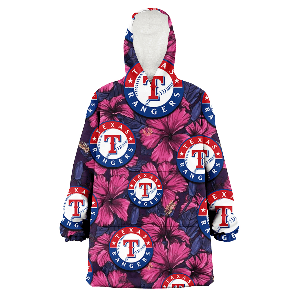 Texas Rangers Violet Red Blue Leaf Black Background 3D Printed Hoodie Blanket Snug Hoodie