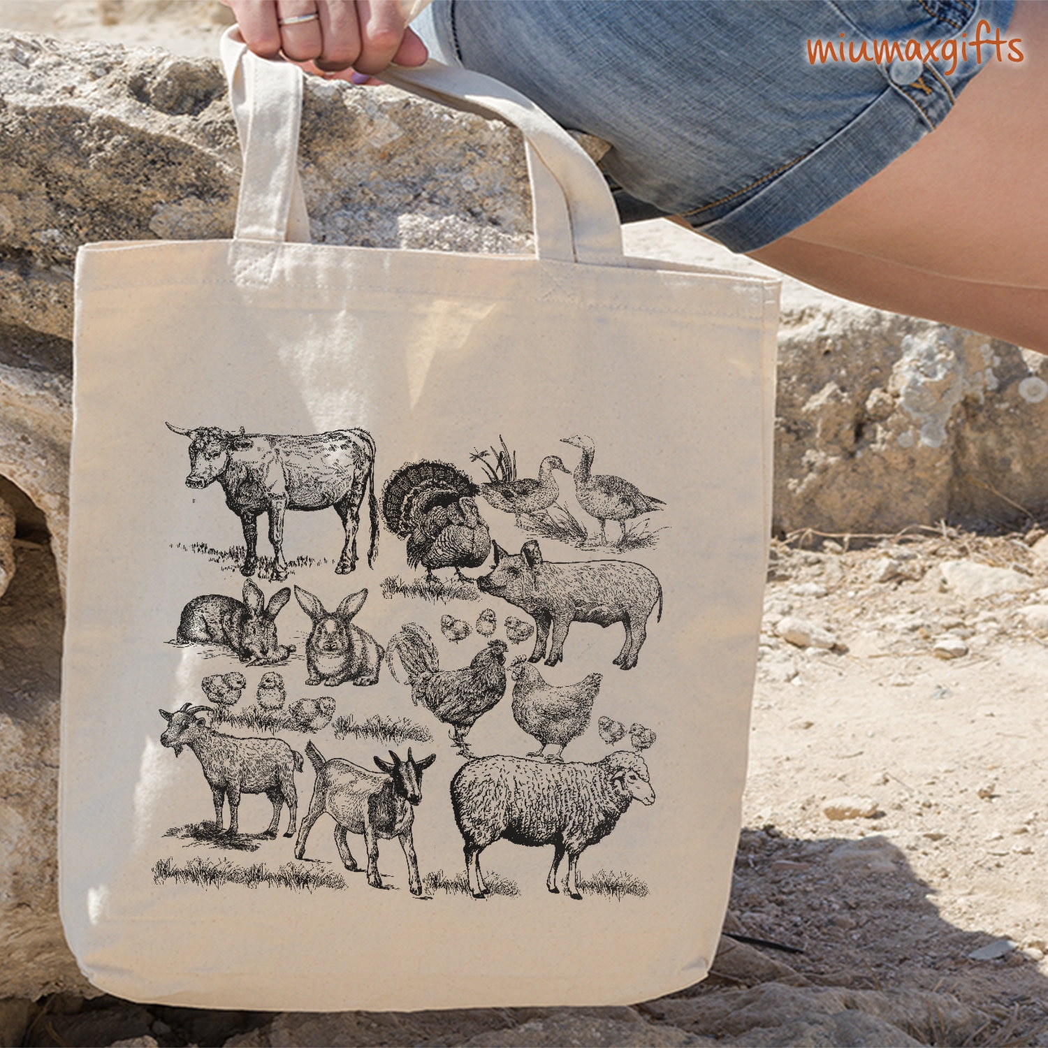 Farm Animal Tote Bag, Farm Tote Bag, Farm Animal Tote, Farm Girls Tote Bag, Shopping Bag, Mothers Day Gift, Eco-Friendly Tote Bag