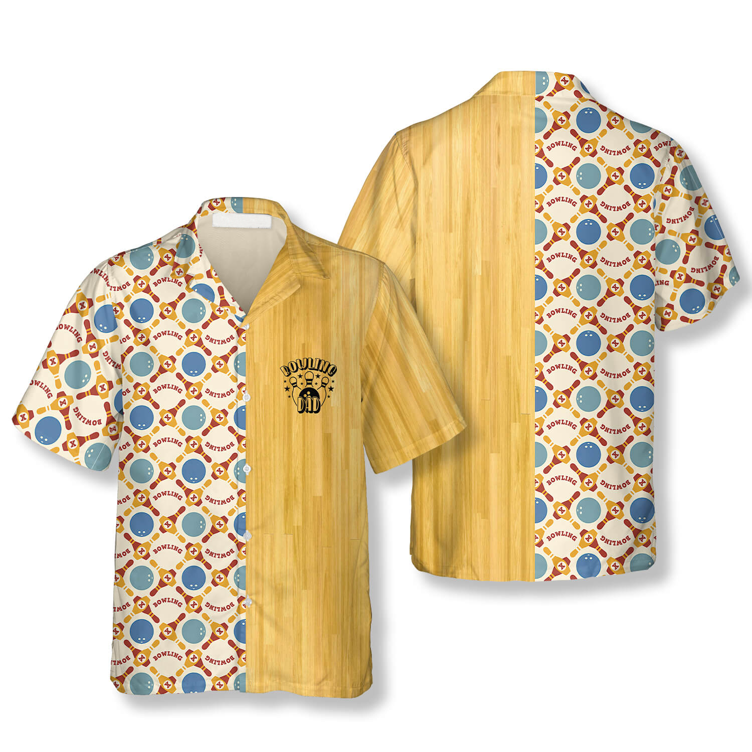 Bowling Dad With Balls And Ninepins Bowling Hawaiian Shirt, Gift For Dad Bowling