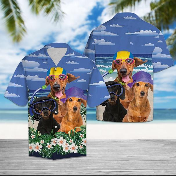 Dachshund Dog Summer Beach Aloha Hawaiian Shirts For Men & For Women