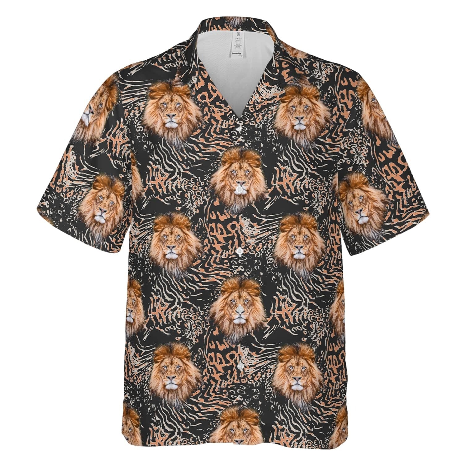 Hawaiian Camp Collar Short Sleeve Button-Down Shirt Lion, 3D Full Printed Hawaiian Aloha Shirts