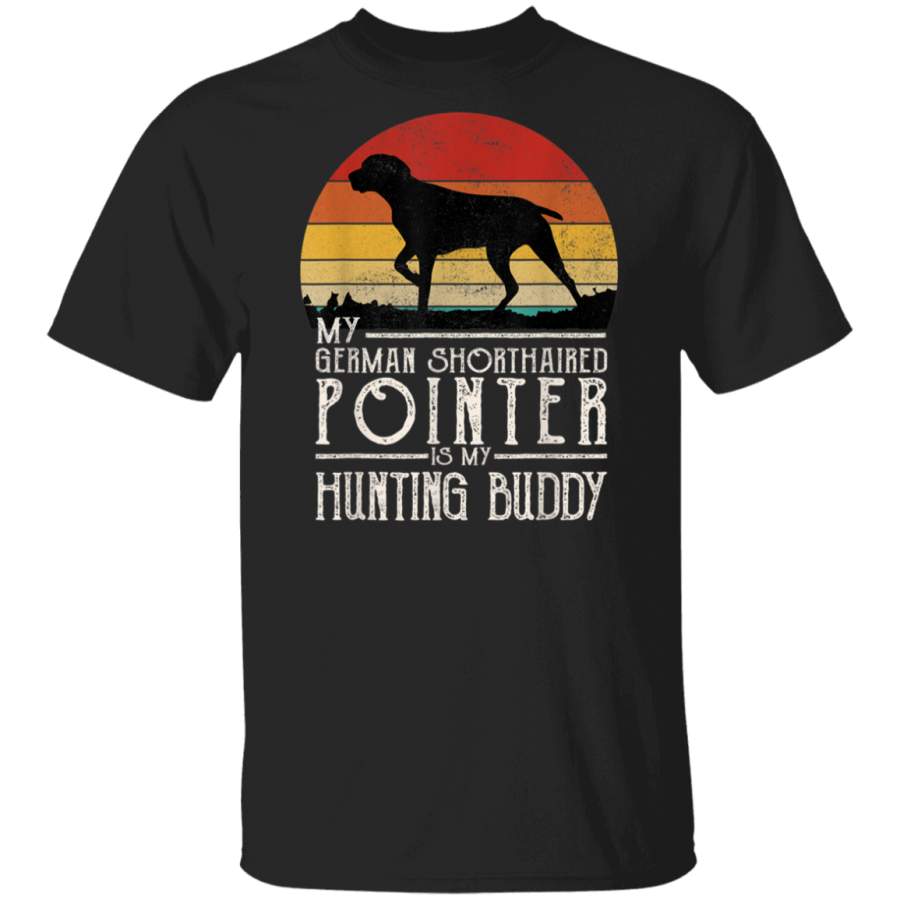 Vintage Sunset Hunting Dog German Shorthaired Pointer T Shirt G500 Gildan 5.3 oz. T-Shirt