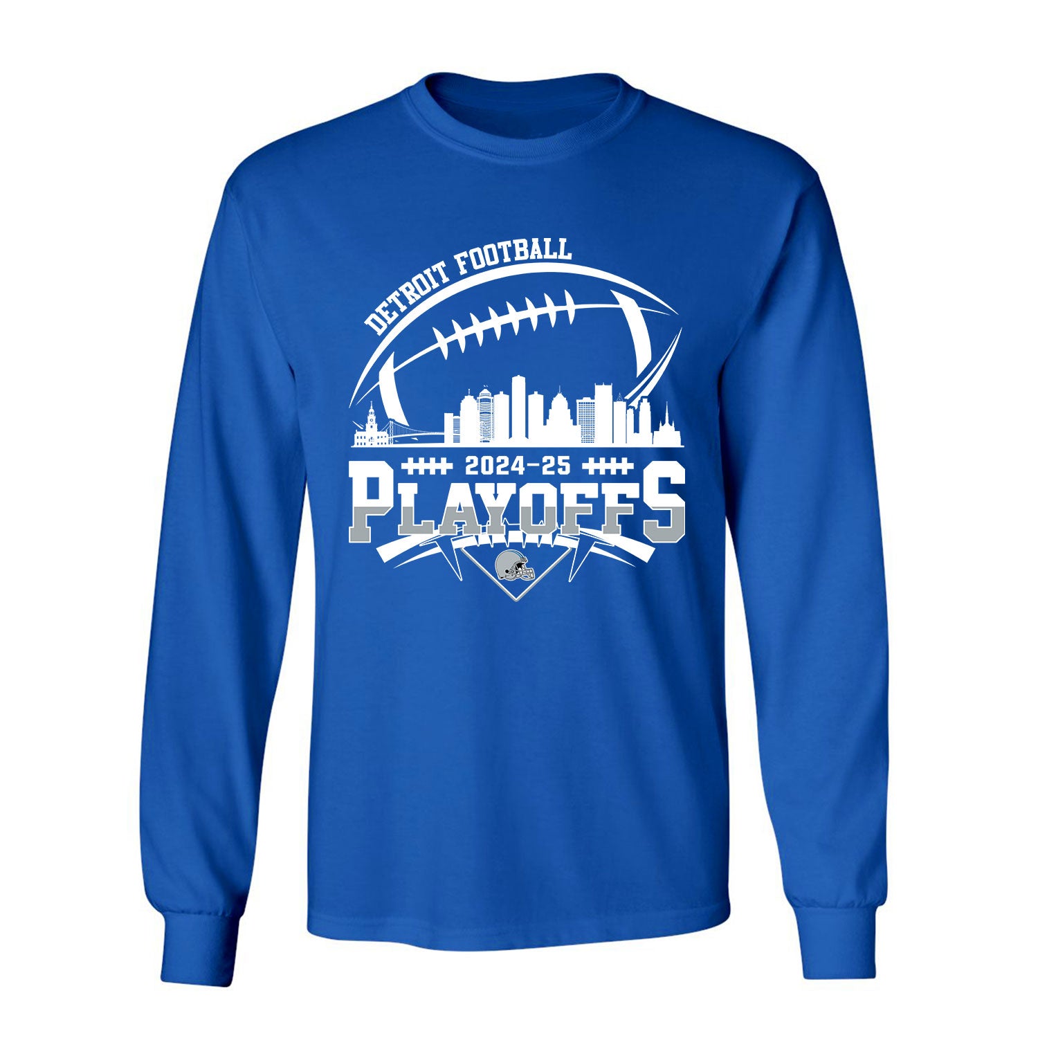 Detroit American Football 2024-25 Playoffs Skyline Long Sleeve Shirt, Playoffs Detroit Game Day Long Sleeve Shirts Shirtstore24H