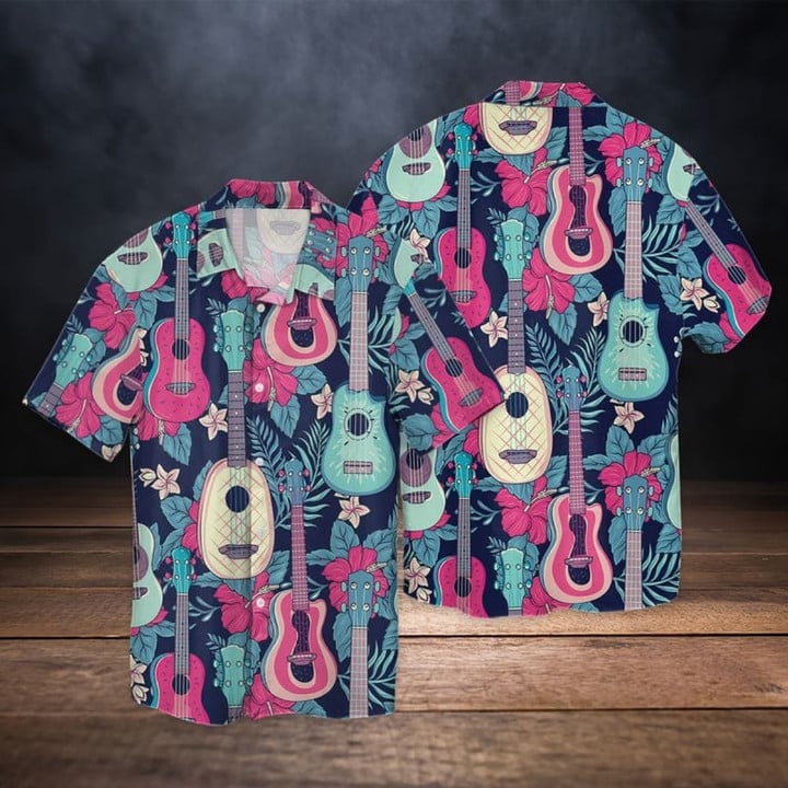 3D Full Printed Colorful Guitar Hawaiian Shirt For Men And Women, Guitarist Hawaiian Shirt, Summer Gift