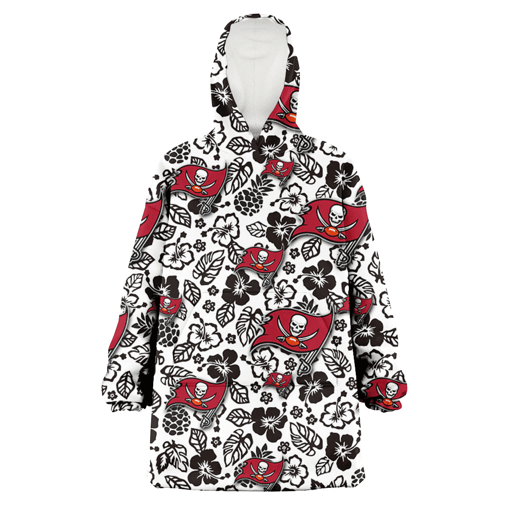 Tampa Bay Buccaneers Black And White Hibiscus Leaf White Background 3D Printed Hoodie Blanket Snug Hoodie