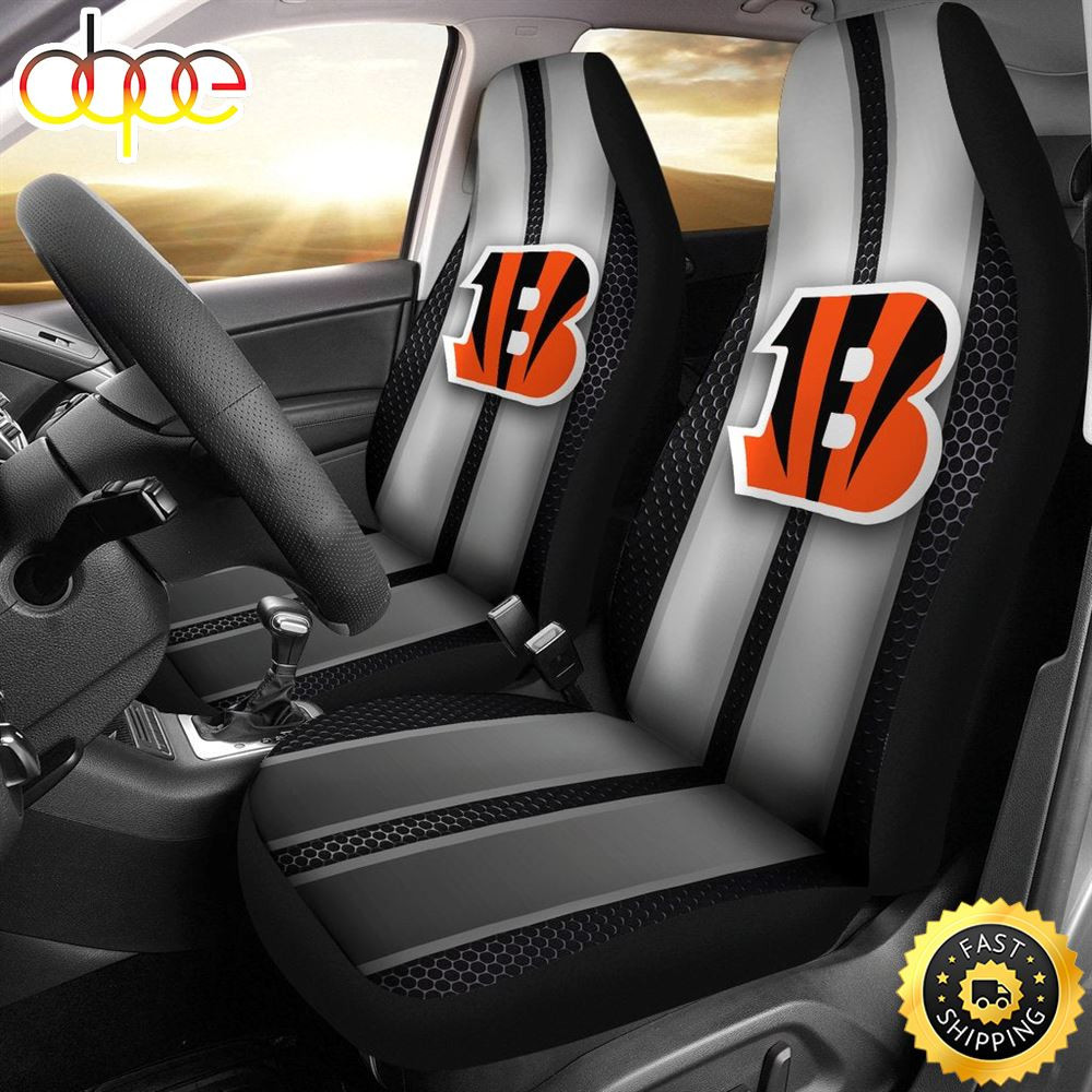 IncRedible Line Pattern Cincinnati Bengals Logo Car Seat Cover Set CSC7011