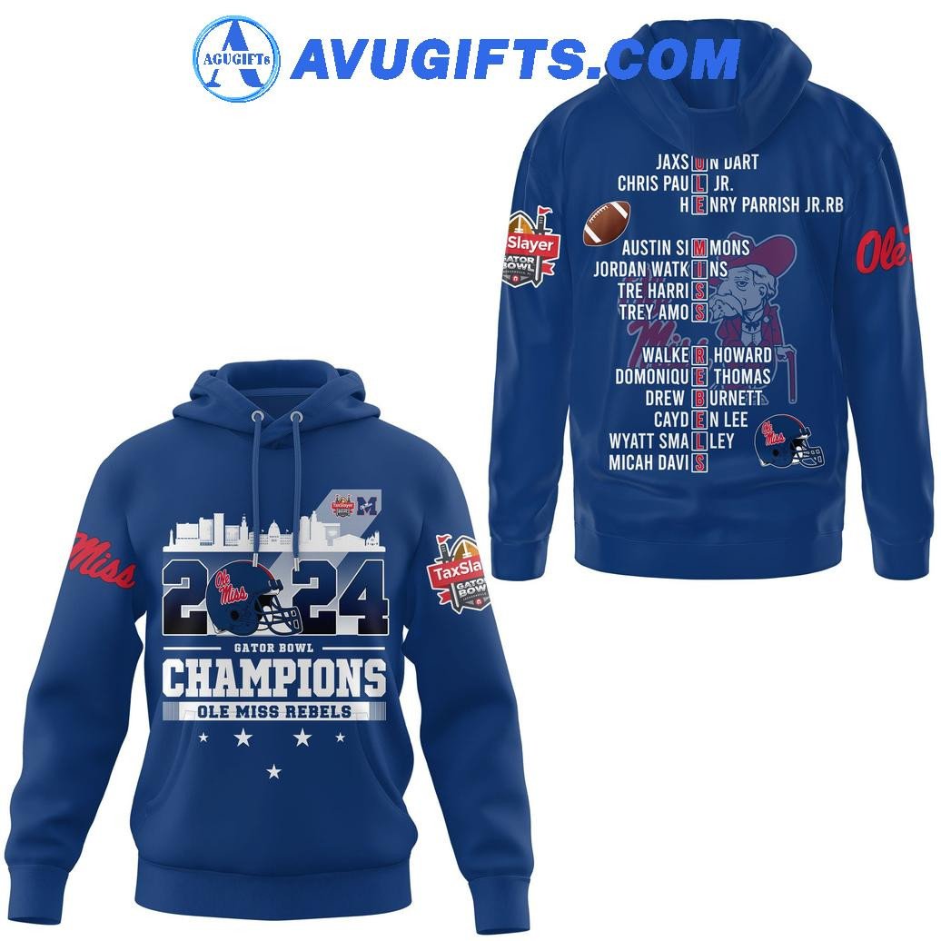 Ole Miss Rebels 2024 Gator Bowl Champions Limited Edition Hoodie – Zip Hoodie 3D Aop Shirt