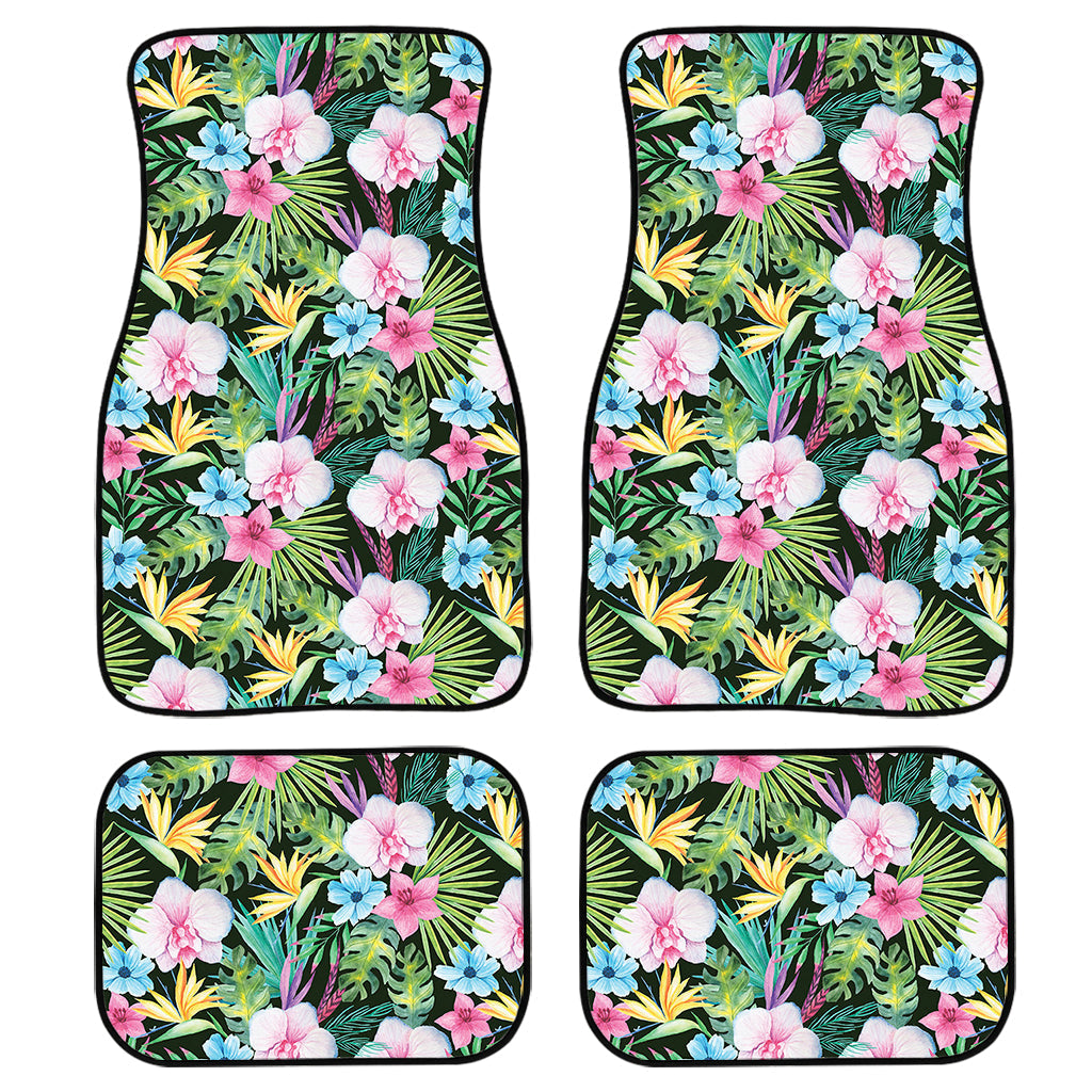 Vintage Tropical Jungle Hawaiian Print Front And Back Car Floor Mats, Front Car Mat