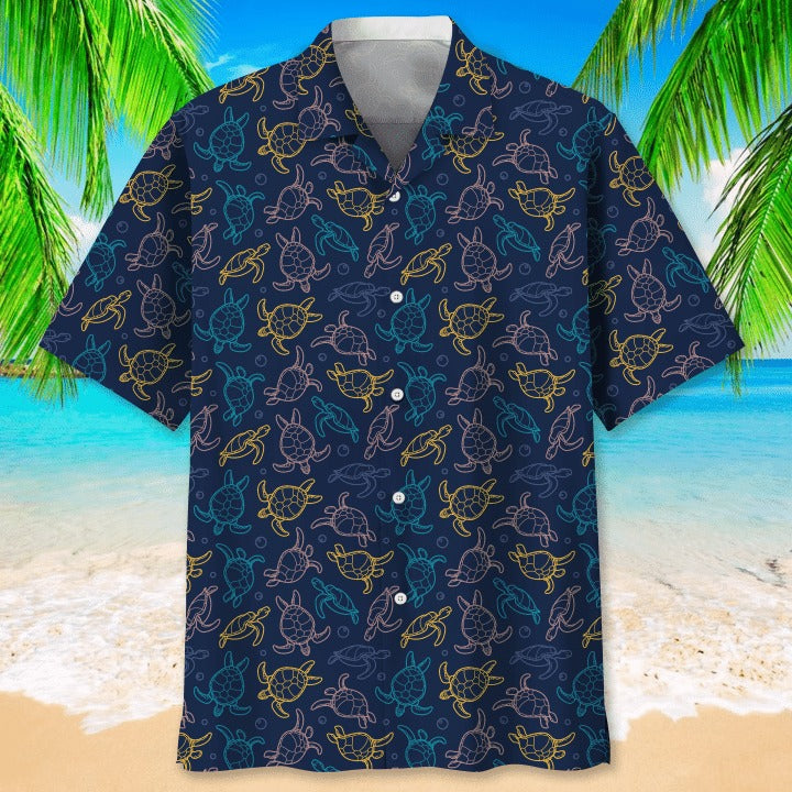 Turtle Pattern Hawaiian Shirt 3D Full Print, Aloha Turtle Beach Shirts, Hawaiian Shirt For Turtle Lovers