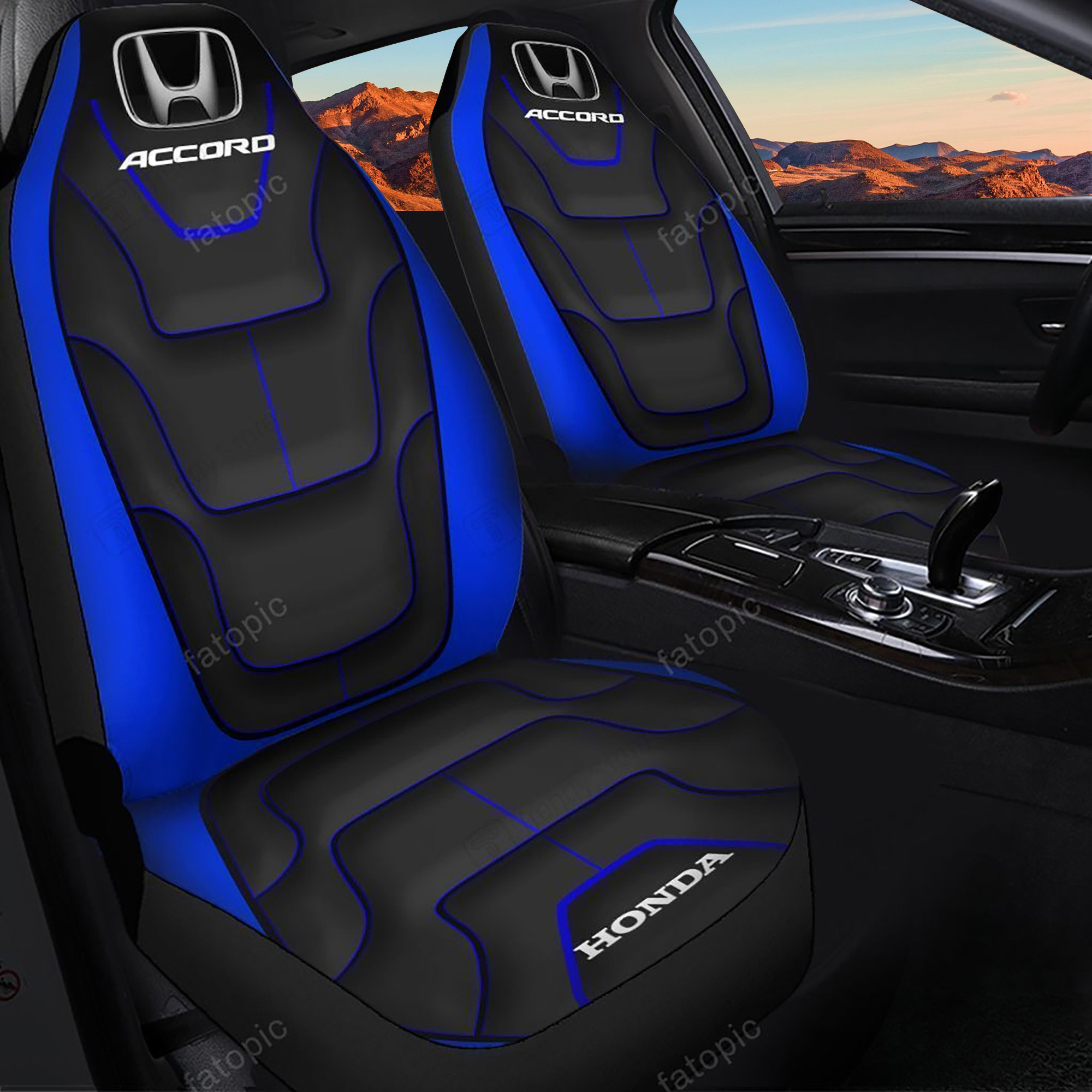 Honda Accord Logo Car Seat Cover Set (Blue) CSC9442