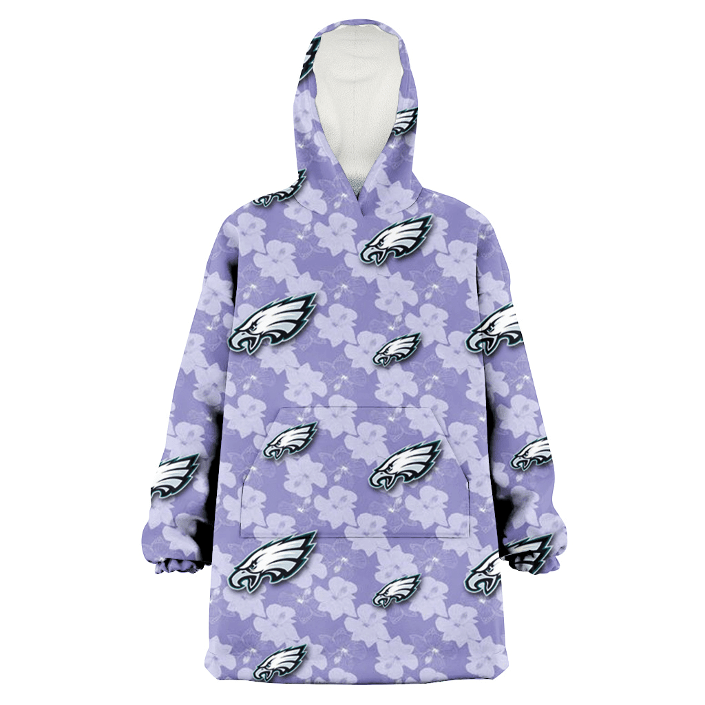 Philadelphia Eagles Light Purple Hibiscus Pattern Stripe Powder Purple 3D Printed Hoodie Blanket Snug Hoodie