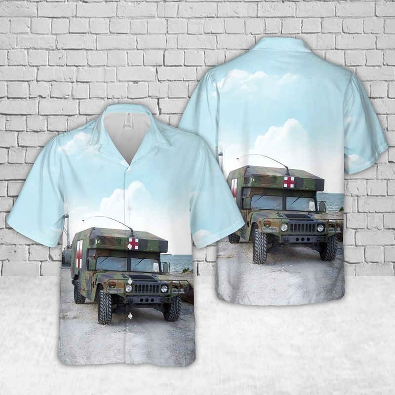 Us Army High-Mobility Multipurpose Wheeled Vehicle M-997 Ambulance Hawaiian Shirt