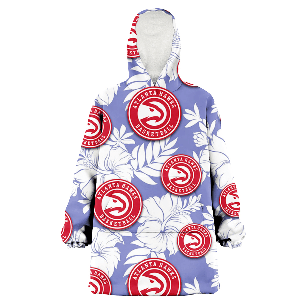 Atlanta Hawks White Hibiscus Light Purple Background 3D Printed Hoodie Blanket Snug Hoodie