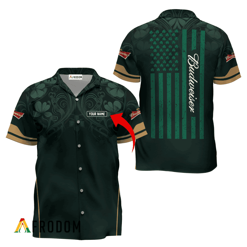 Personalized Budweiser Beer St. Patrick’S Day American Flag Hawaiian Shirt