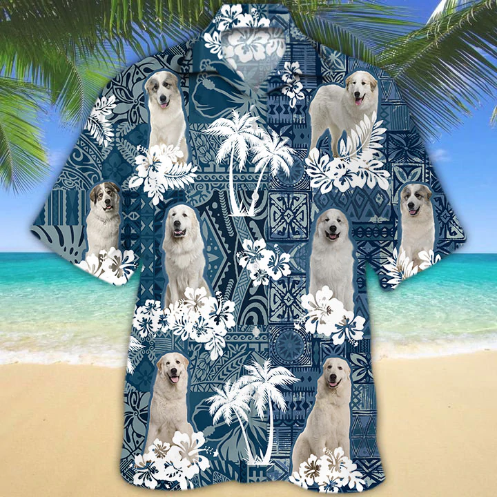 Great Pyrenees Hawaiian Shirt, Flower Dog Short Sleeve Hawaiian Aloha Shirt For Men, Women