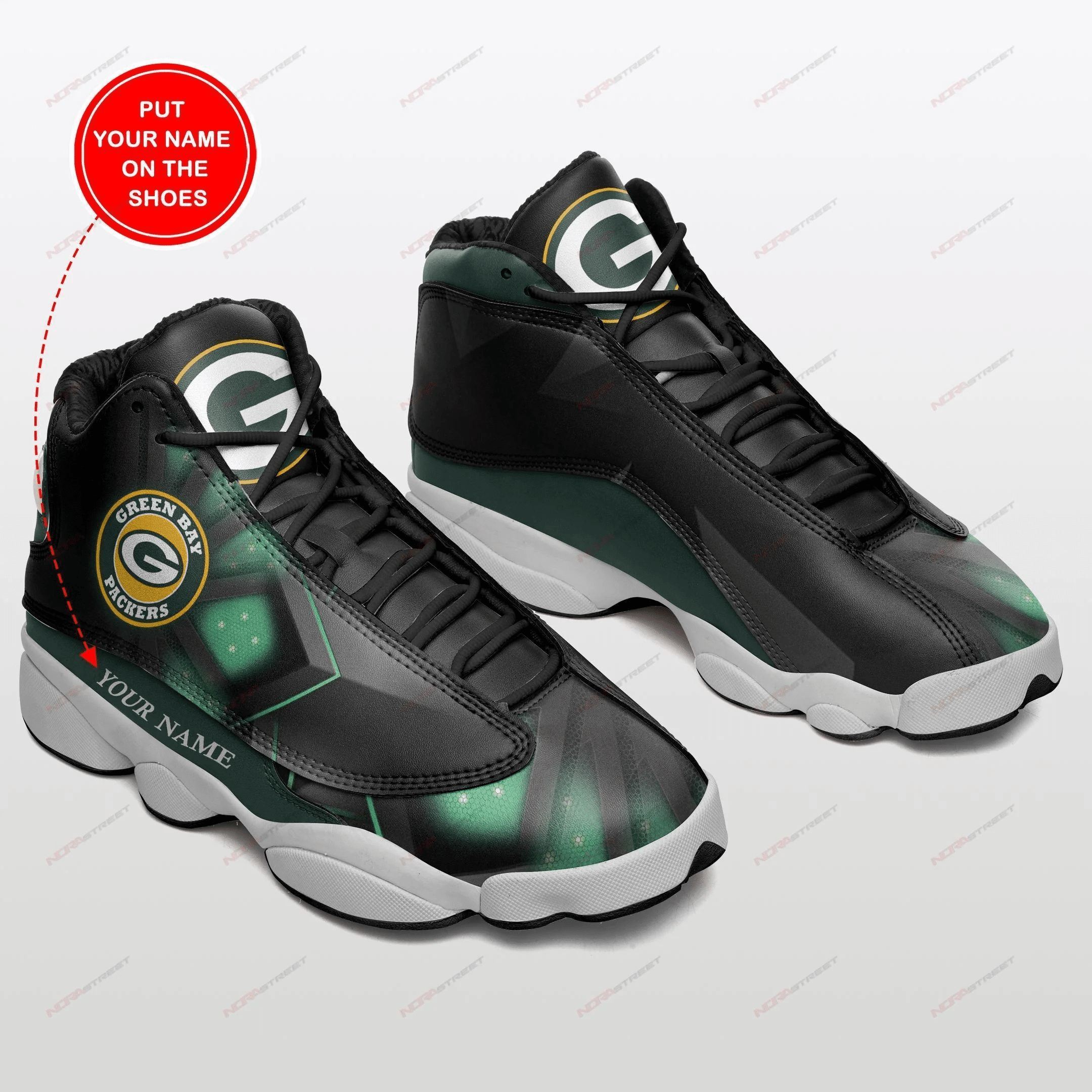 Green Bay Packers Personalized Air Jordan 13 Sneakers JD13 V2589