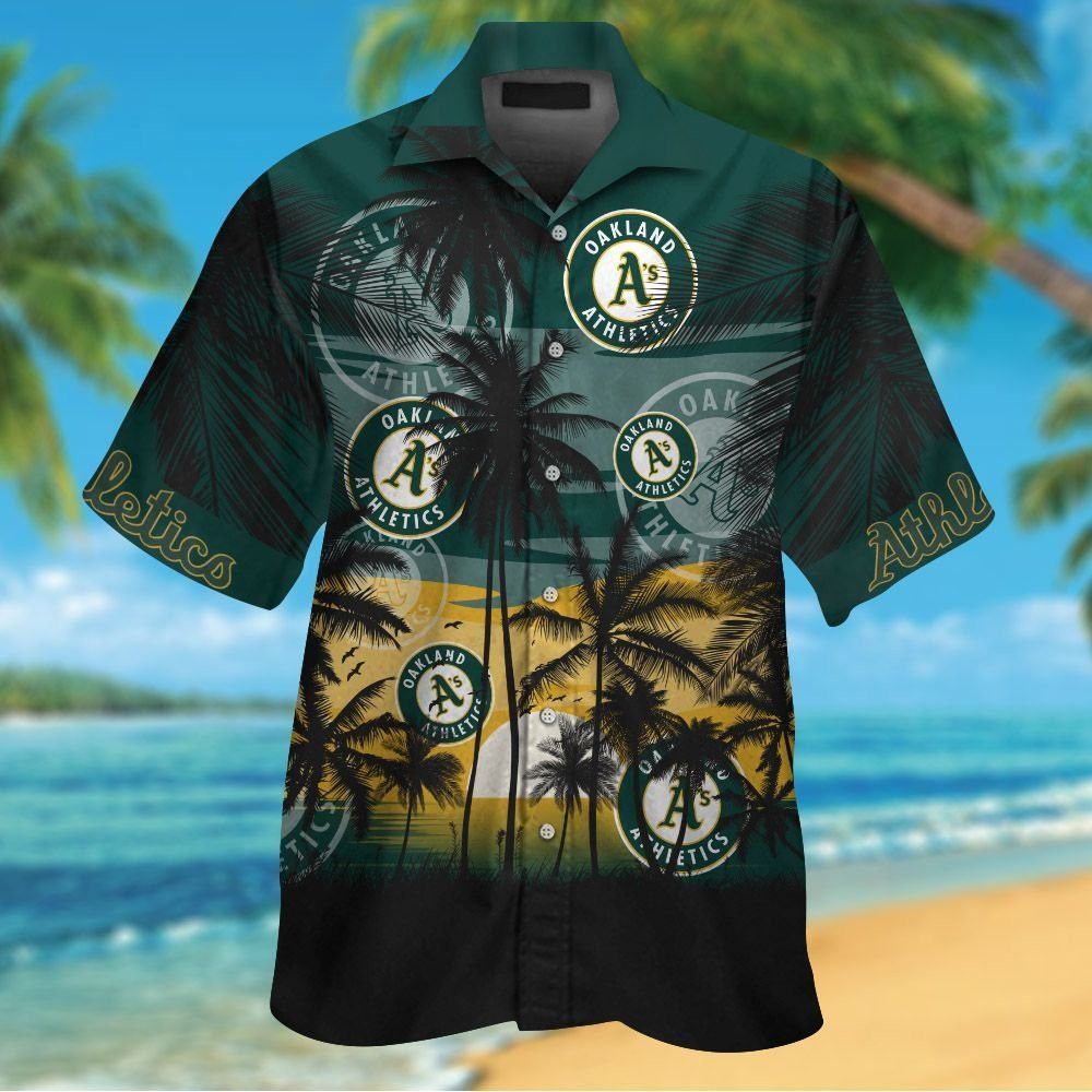 Oakland Athletics Short Sleeve Button Up Tropical Shirt Hawaiian Shirt