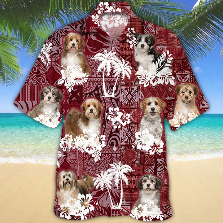 Havanese Red Hawaiian Shirt, Gift For Dog Lover Shirts, Men’S Hawaiian Shirt, Summer Hawaiian Aloha Shirt