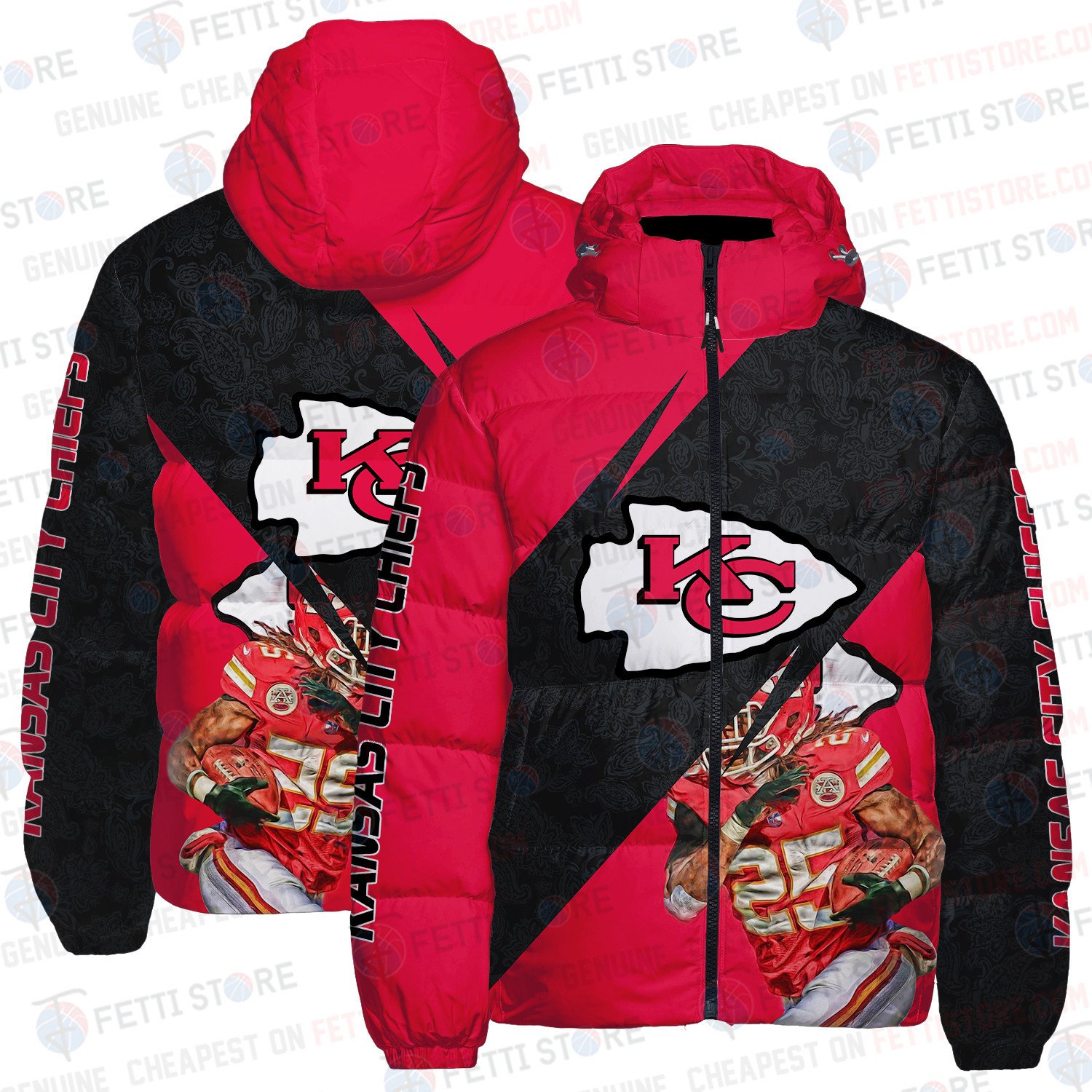 Kansas City Chiefs Retro Pattern Unisex Puffer Jacket Down Jacket