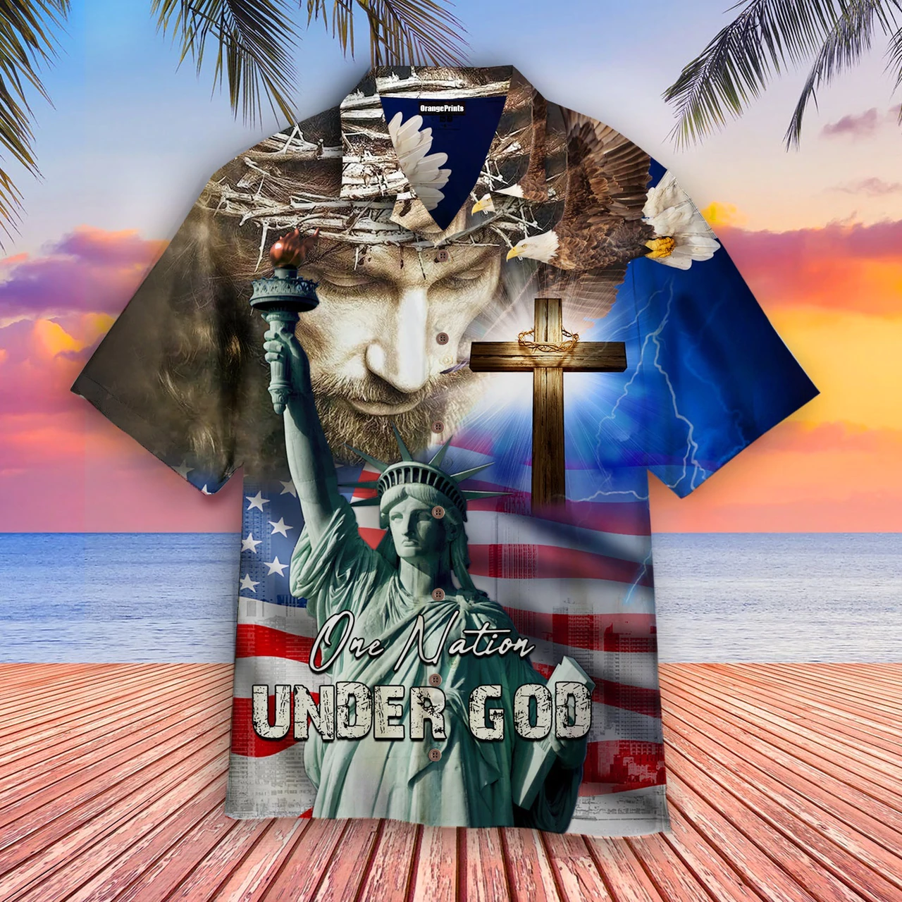 4Th July One Nation Under God Independence Day Hawaiian Shirt