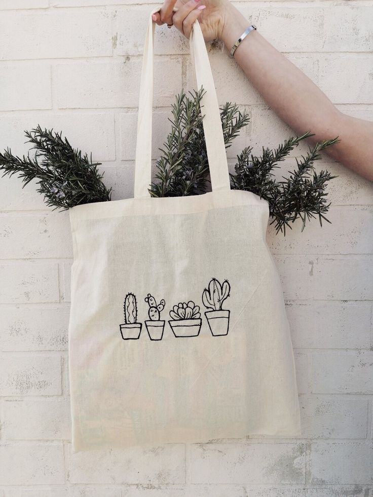 Embroidery Cactus, Best Tote Bags Ideas, Cute Tote Bags Ideas, Tote Bag Design Ideas, Girls Tote Bag, Best Canvas Tote Bags Ideas