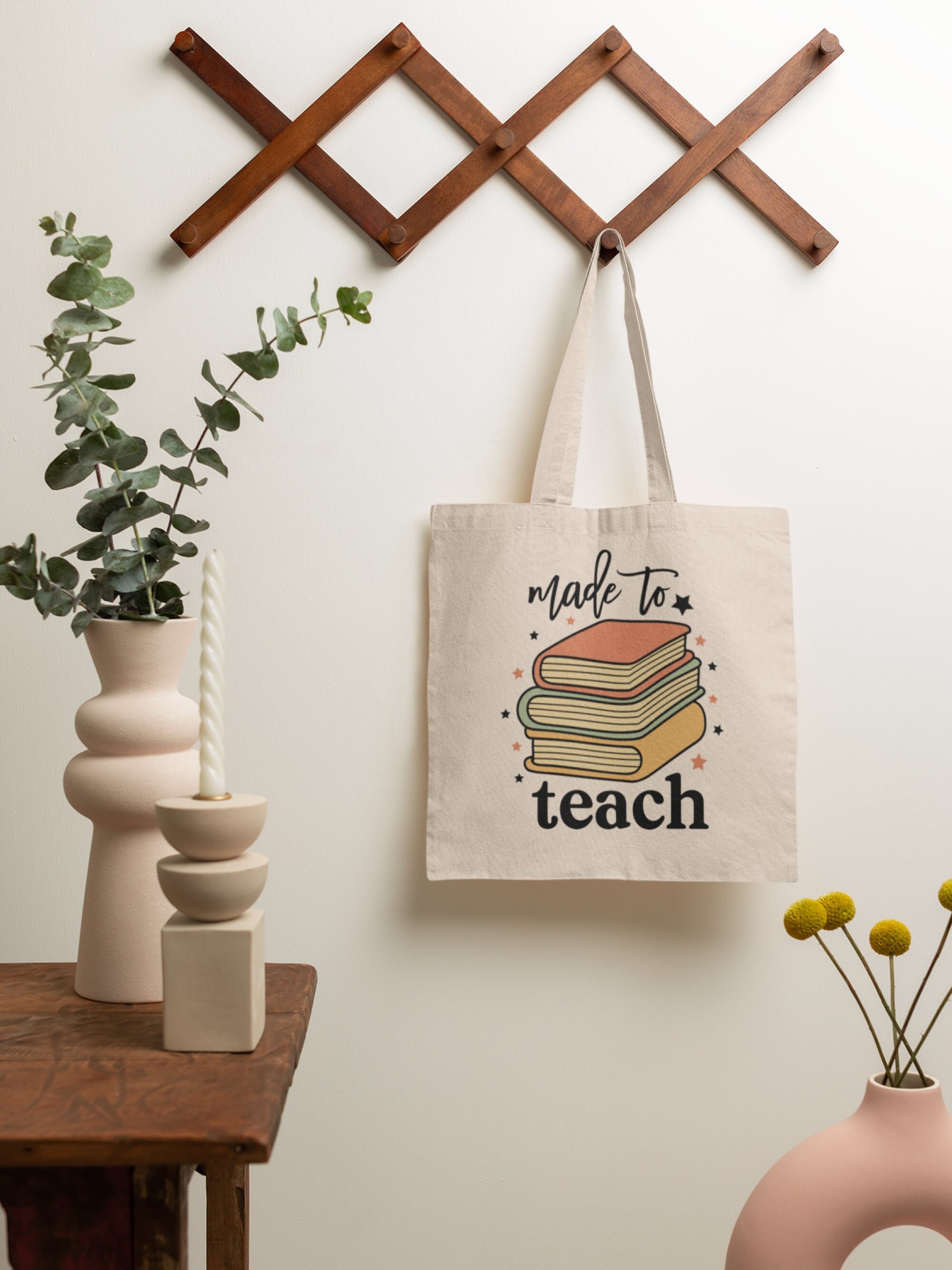 Teacher Canvas Tote Bag | Book reader Tote Bag | Vintage Tote Bag| Boho Tote Bag | Sustainable Bag | Shopping Bag | School Bag | Gift Bag