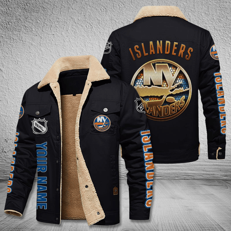 New York Islanders Unisex Custom Name Stand Collar Jacket