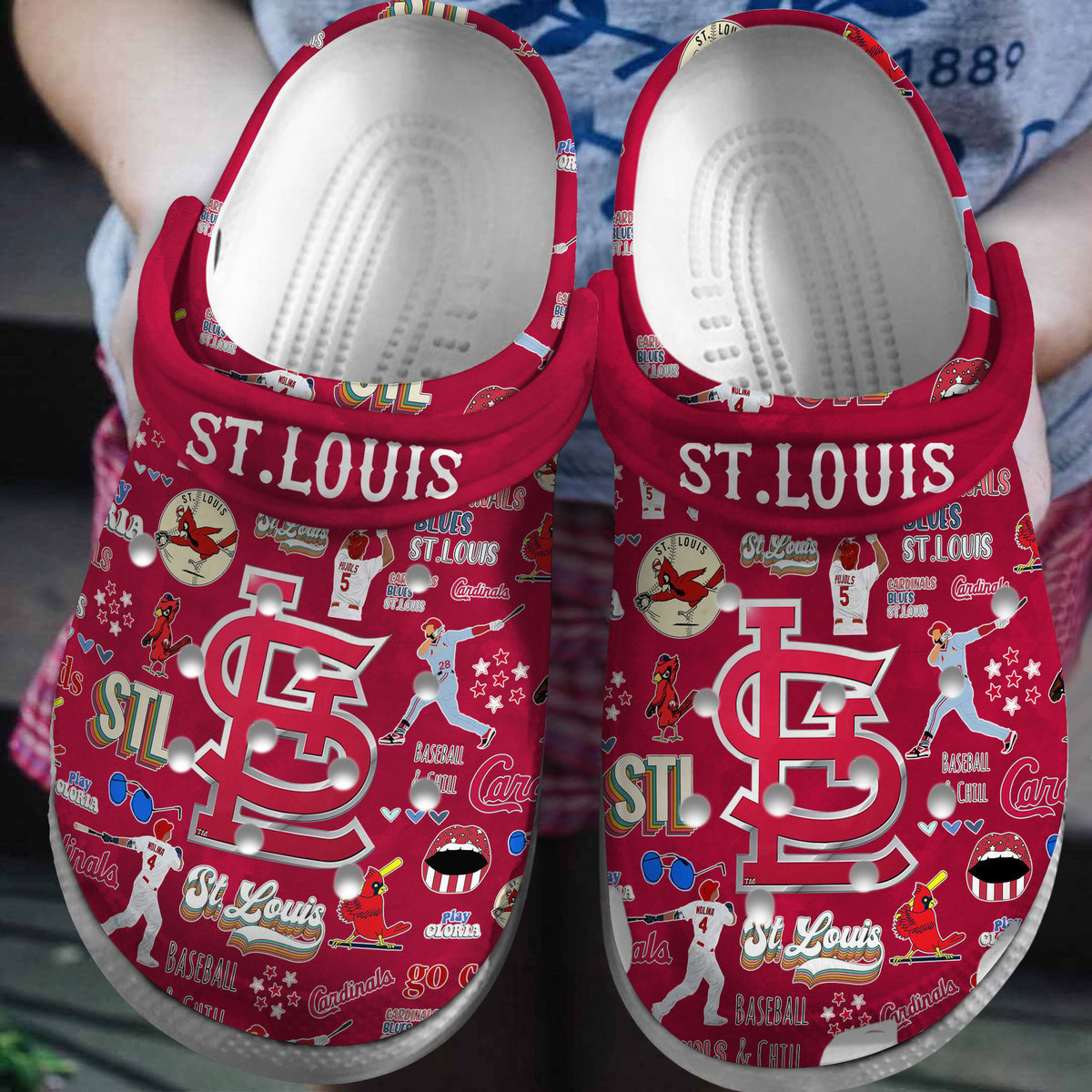 St. Louis Cardinals Logo Baseball MLB Cheer Mascot Red Sander Red Crocss Classic Clogs Shoes Ver916