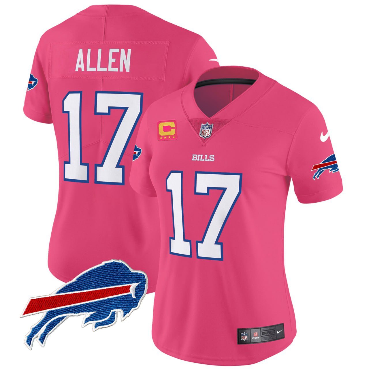 Women’S Josh Allen Buffalo Bills Pink Jersey – All Stitched