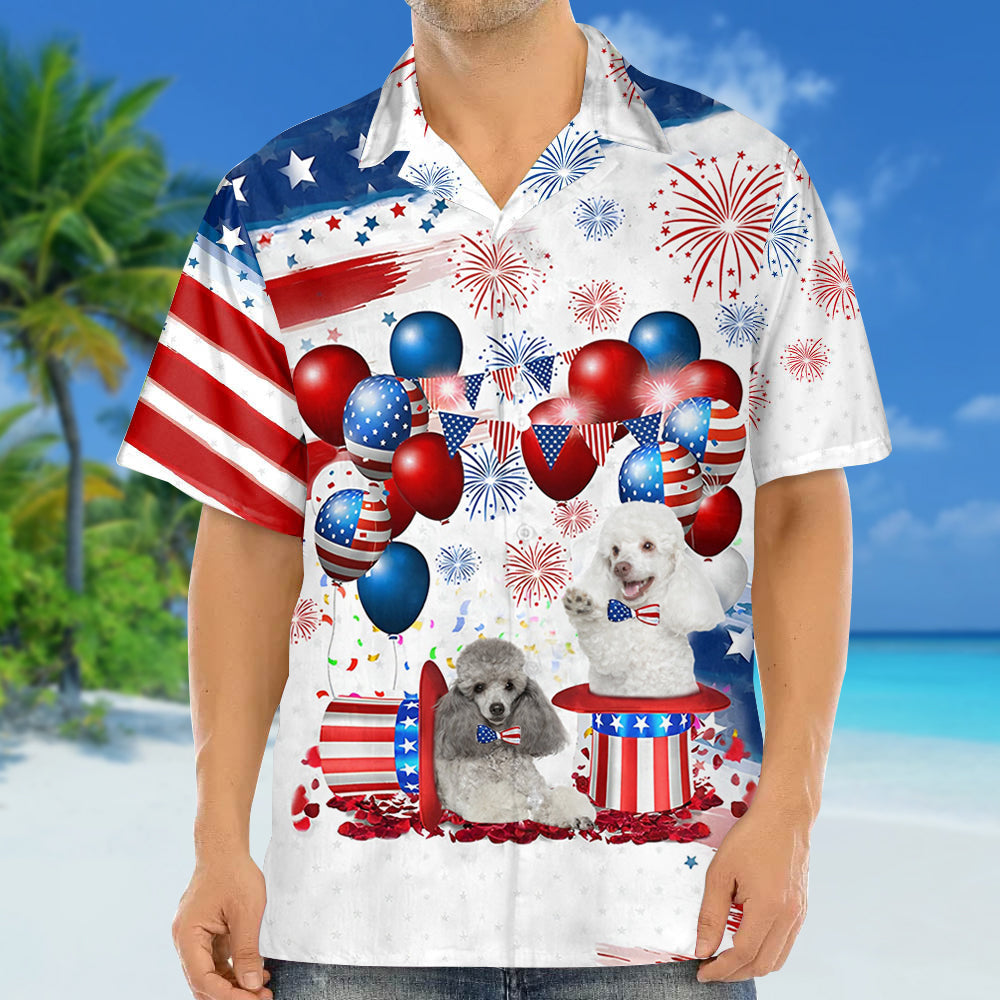 Poodle Independence Day Hawaiian Shirt, Dog Hawaii Beach Shirt Short Sleeve For 4Th Of July