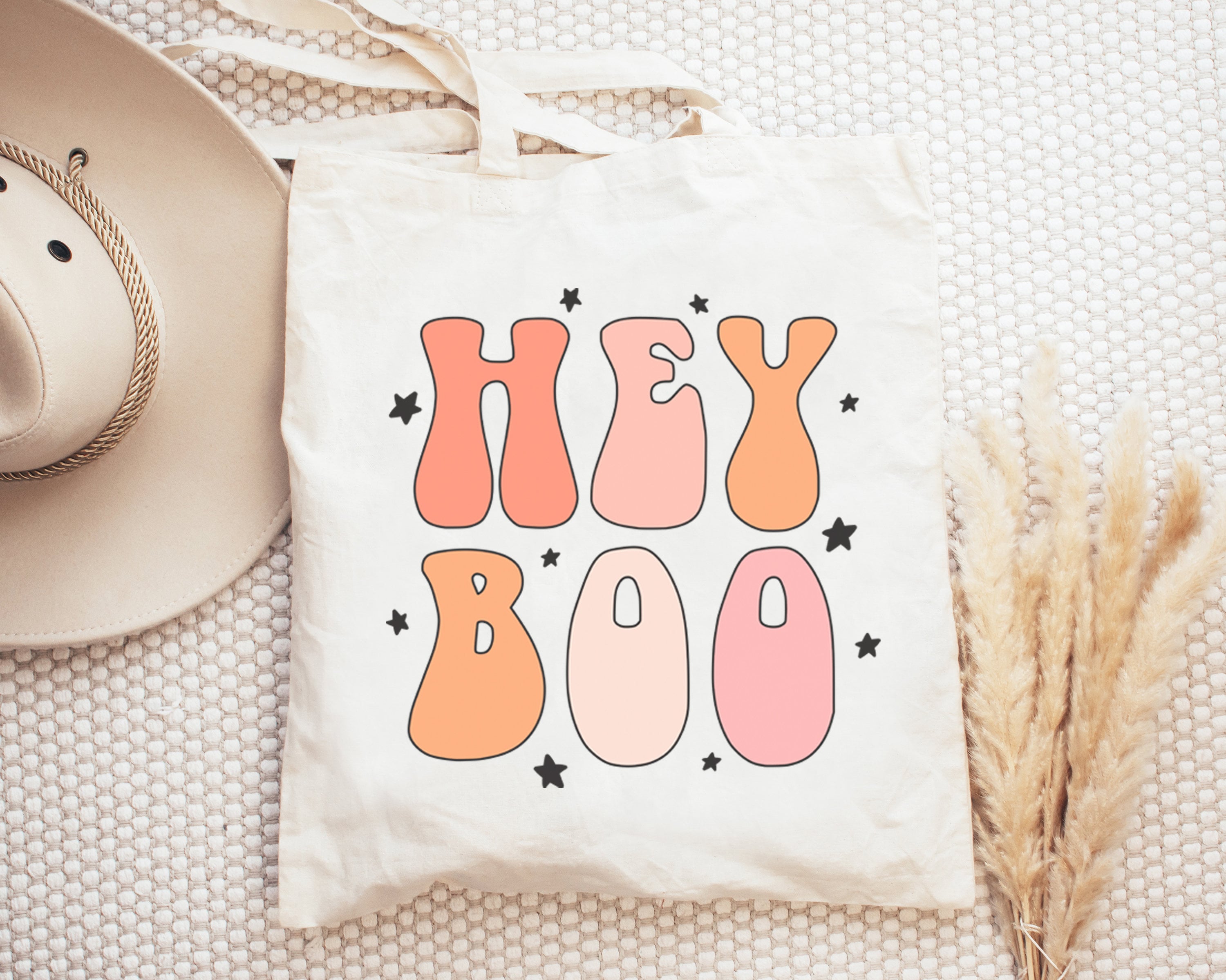 Hey Boo Halloween Tote Bag | Trick Or Treat Bag | Fall Canvas Tote Bag | Trick Or Treat Tote | Spooky Season Tote Bag | Cotton Canvas Bag