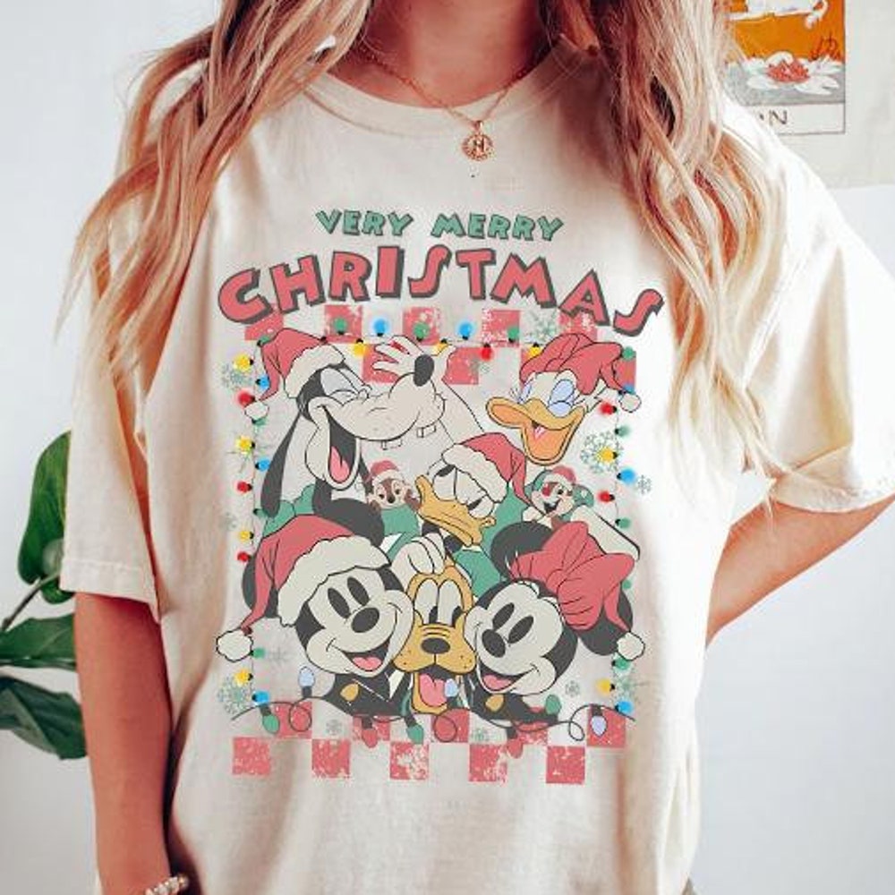 Retro Checkered Mickey Very Merry Christmas Shirt, Mickey and Friends Christmas Shirt, Disney Christmas Shirt, Christmas Family Shirt Designed By Facetotes