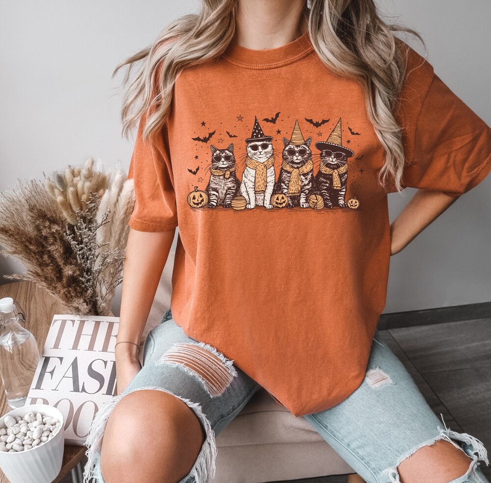 Cat Halloween T-shirt, Sweatshirt, Hoodie, Halloween Gifts, Gift for Her, Cat Mom Sweatshirt, Halloween Cute Gift, Gift for Daughter