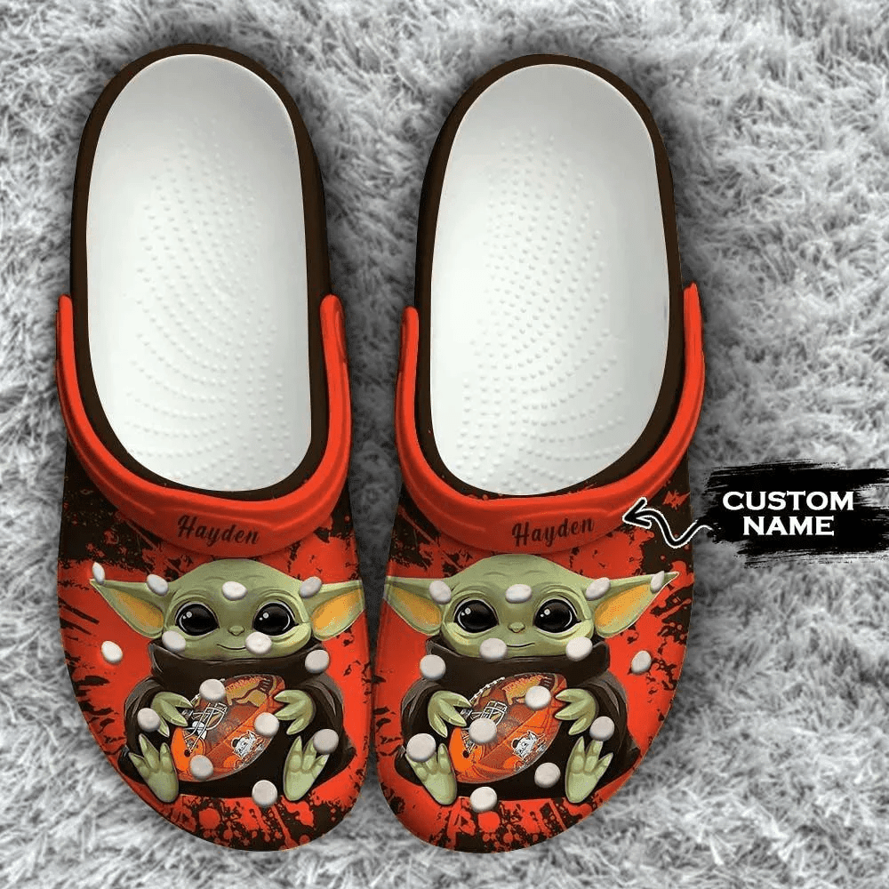 Cleveland Browns Baby Yoda Custom Name Crocss Classic Clogs Shoes Ver361