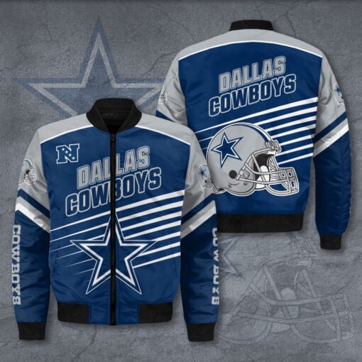 Dallas Cowboys Star Pattern Bomber Jacket Navy Blue