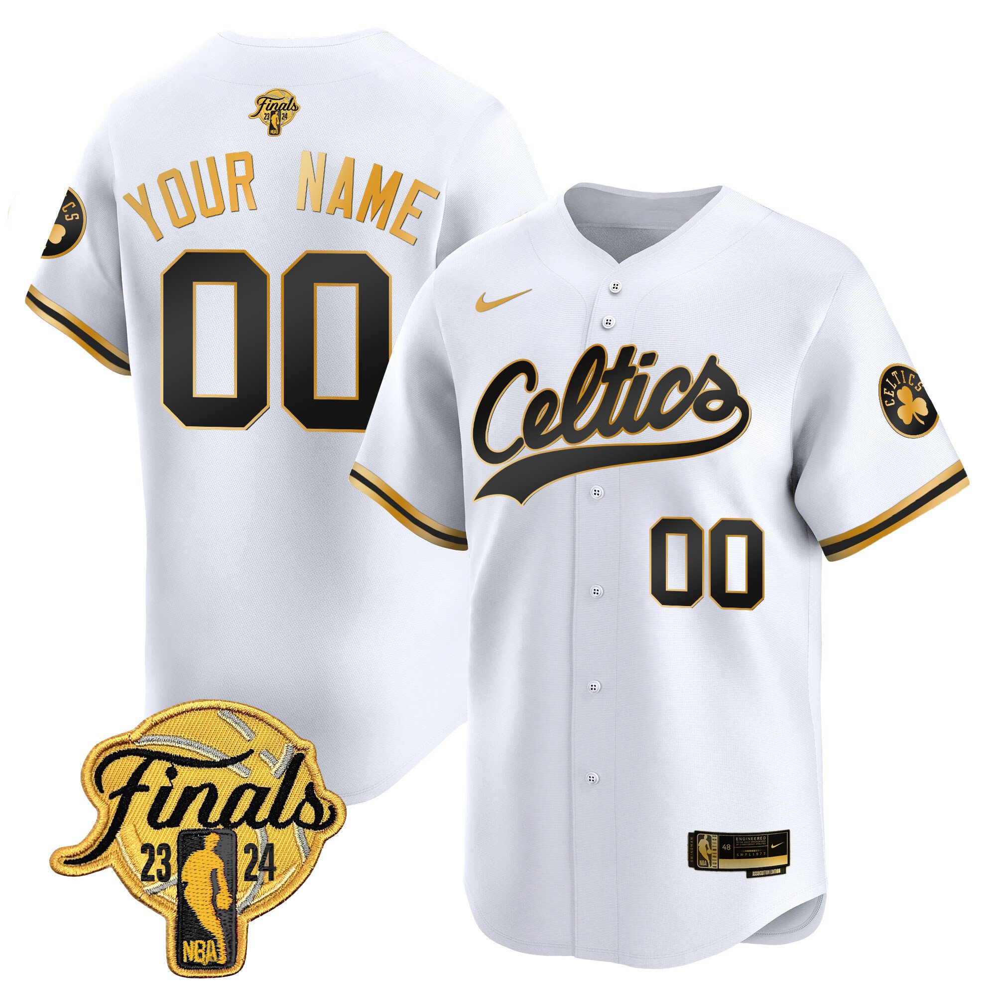 Boston Celtics 2024 Finals Patch Baseball Custom Jersey – All Stitched