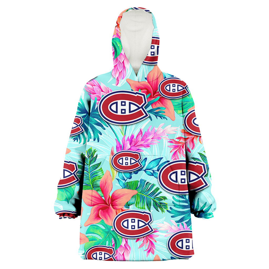 Montreal Canadiens Coral Porcelain Flower Violet Orchid Light Blue Background 3D Printed Hoodie Blanket Snug Hoodie