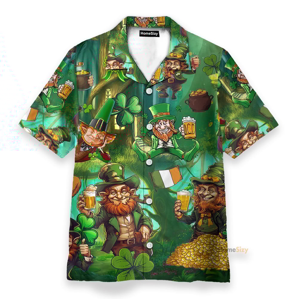 Leprechaun Drinking Beer St Patrick’S Day – Hawaiian Shirt