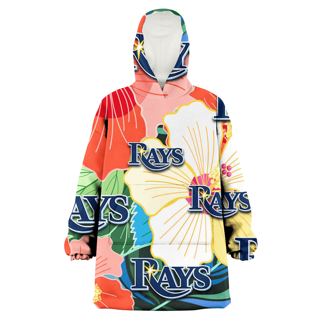 Tampa Bay Rays Orange White Tropical Hibiscus Green Leaf 3D Printed Hoodie Blanket Snug Hoodie