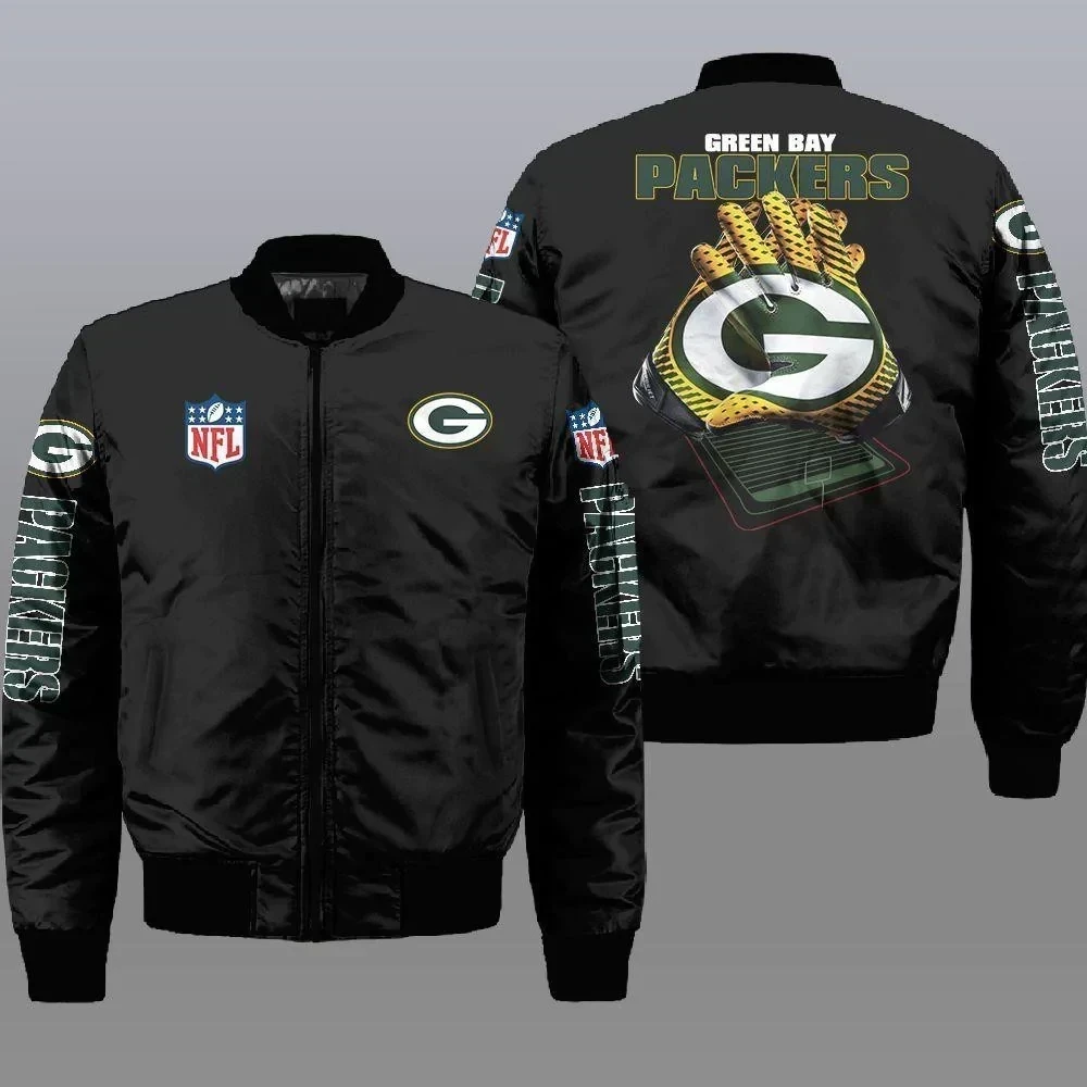 Green Bay Packers Pattern Bomber Jacket Black