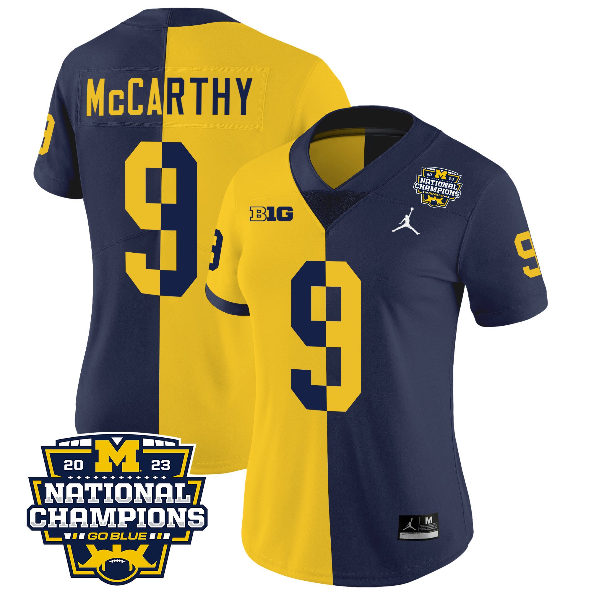 Women’S Michigan Wolverines 2023 National Champions Patch Vapor Jersey V4 – All Stitched