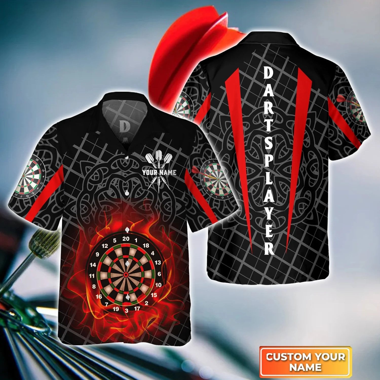 Addict Celtic Pattern Darts Hawaiian Shirt, Darts Hawaiian Shirt For Men, Gift For Dart Team Player