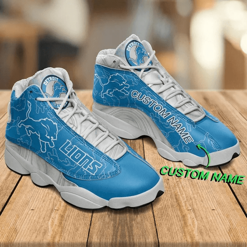 Detroit Lions Air Jordan 13 Shoes Detroit Lions Shoes Custom Name Shoes JD13 V1797