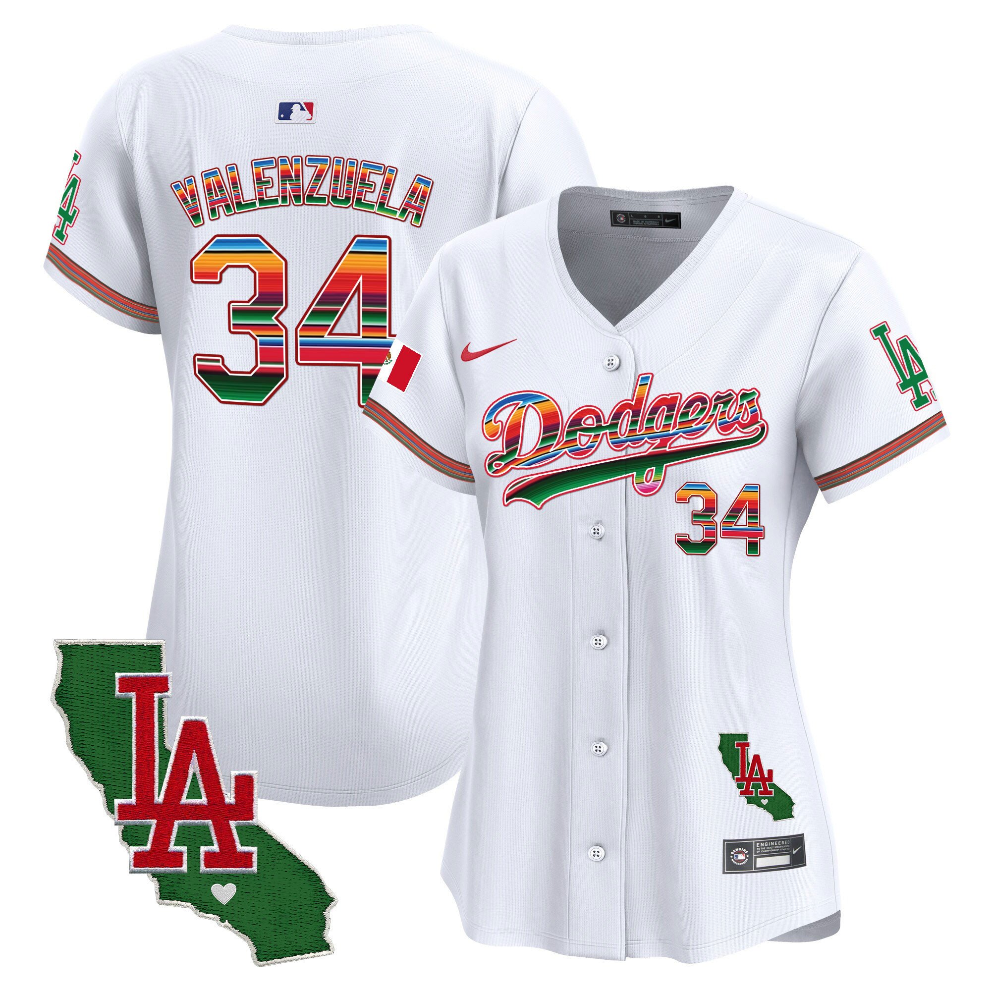 Women’S Dodgers Mexico California Patch Vapor Premier Limited Jersey V2 – All Stitched