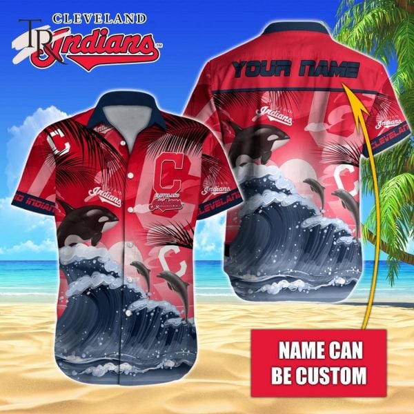 Custom Name Mlb Cleveland Guardians Tropical Beach Whale 3D Hawaiian Shirt