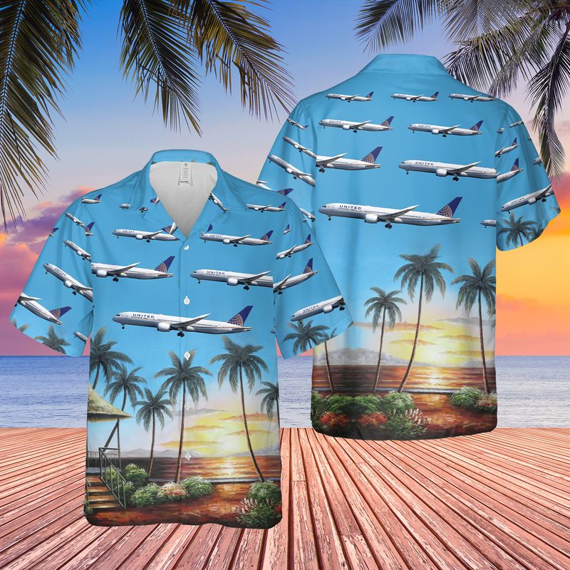 United Airlines Boeing 787-9 Dreamliner Hawaiian Shirt, Hawaiian Shirt For Men, Dad Husband Veteran