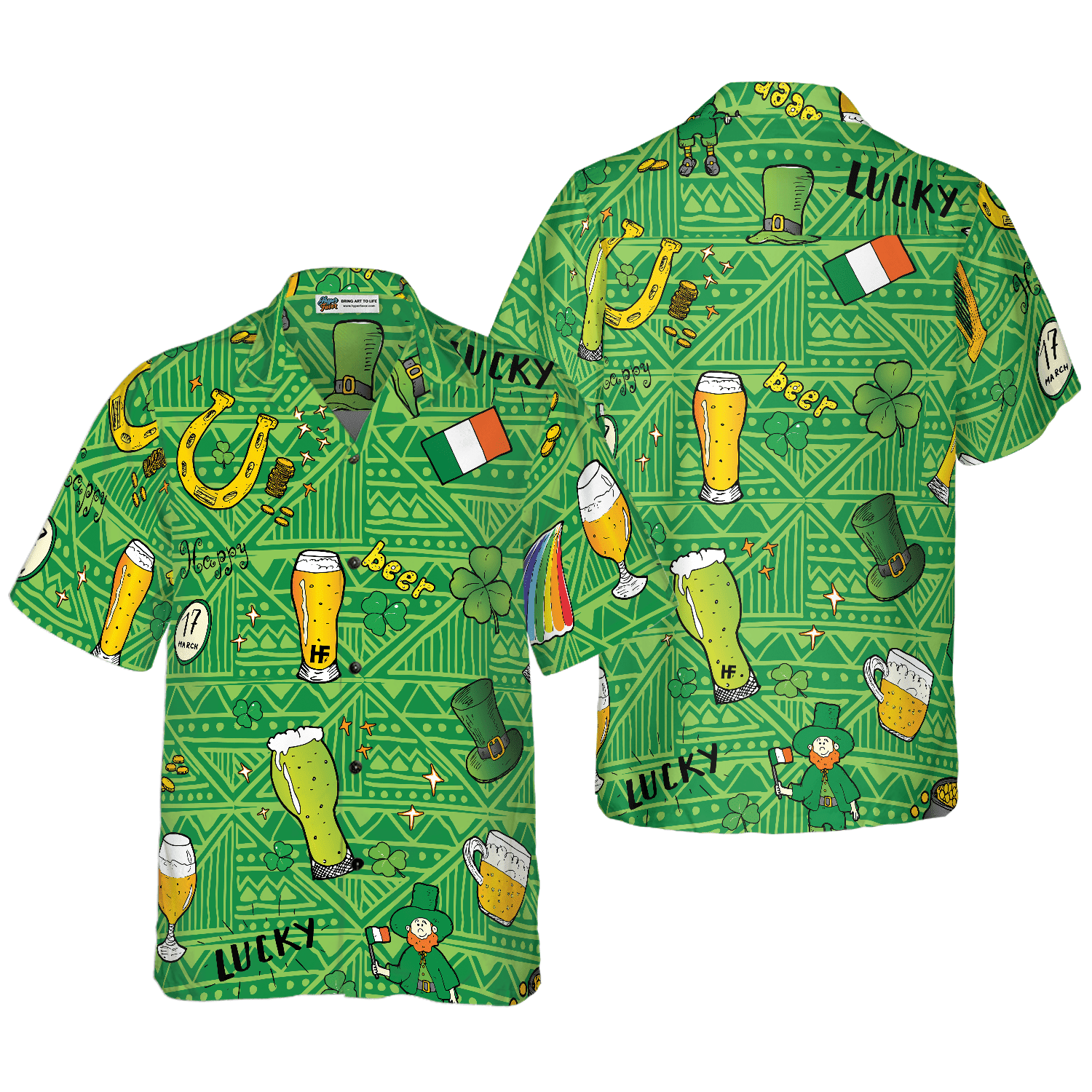 Ireland Pattern Happy Saint Patrick’S Day Hawaiian Shirt