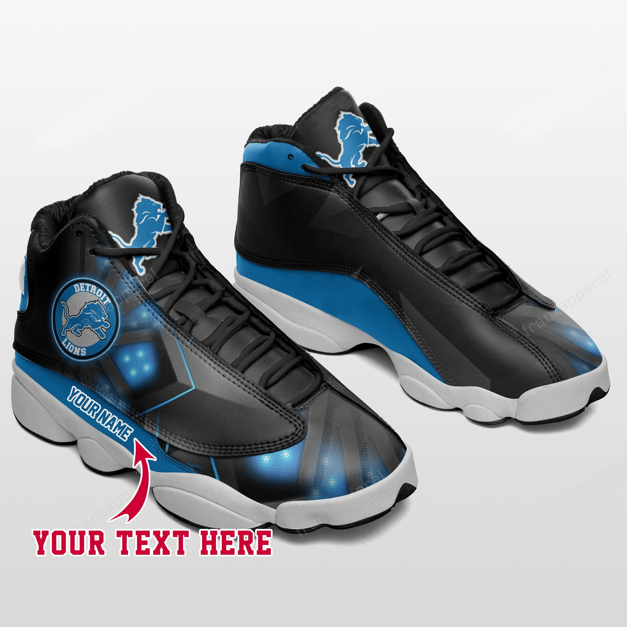 Detroit Lions D Football Retro Custom Air Jordan 13 Shoes Personalize Name Sport Sneakers vdfyi JD13 V2873