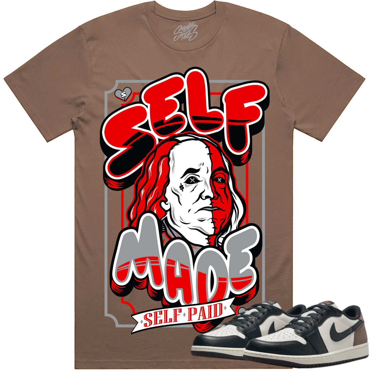 Mocha Low 1s Shirt to Match - Jordan 1 Low Sneaker Tees - Self Made x PeckShirt